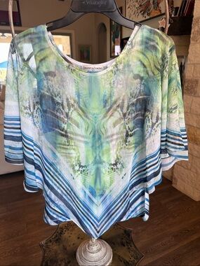 Green Blue Printed Women's Top